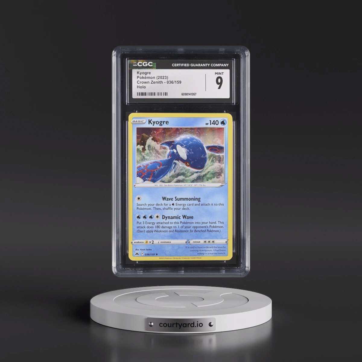 2023 Crown Zenith #036/159 Kyogre - Holo (CGC 9 MINT)