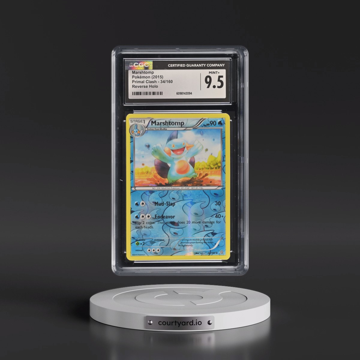 2015 Primal Clash #34/160 Marshtomp - Reverse Holo (CGC 9.5 MINT+)