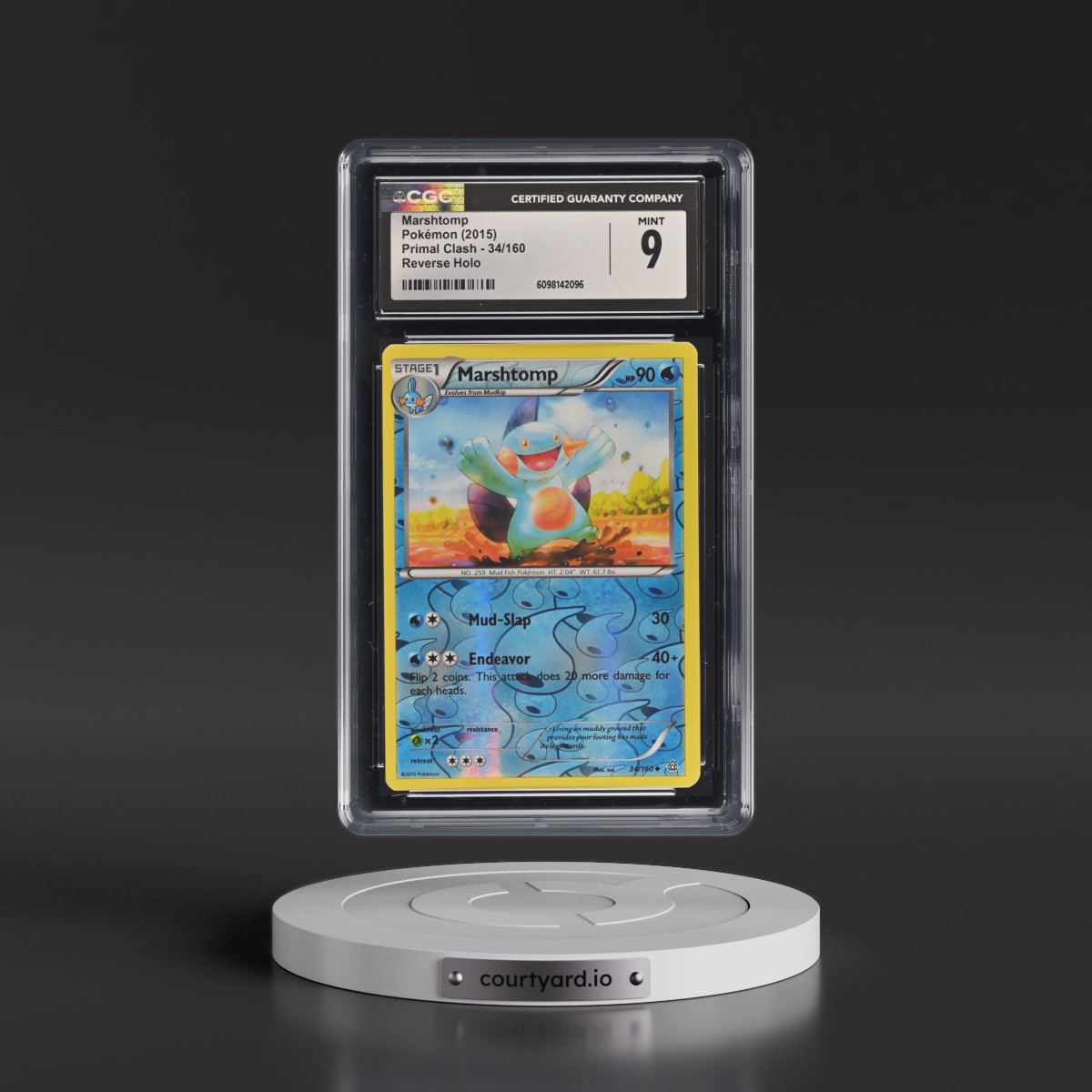 2015 Primal Clash #34/160 Marshtomp - Reverse Holo (CGC 9 MINT)