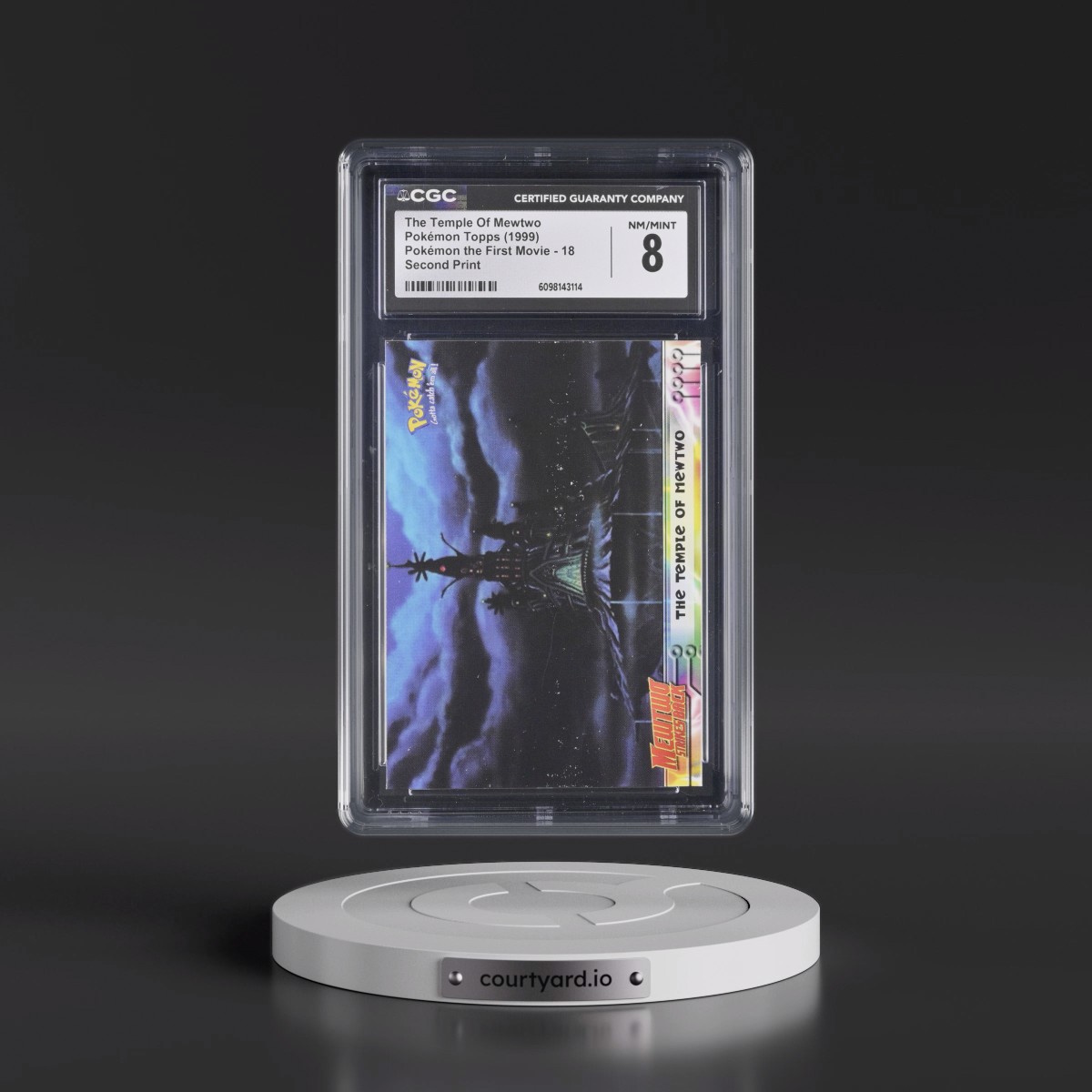 1999 Pokémon the First Movie #18 The Temple Of Mewtwo - Second Print (Black Topps Logo) (CGC 8 NM-MT)