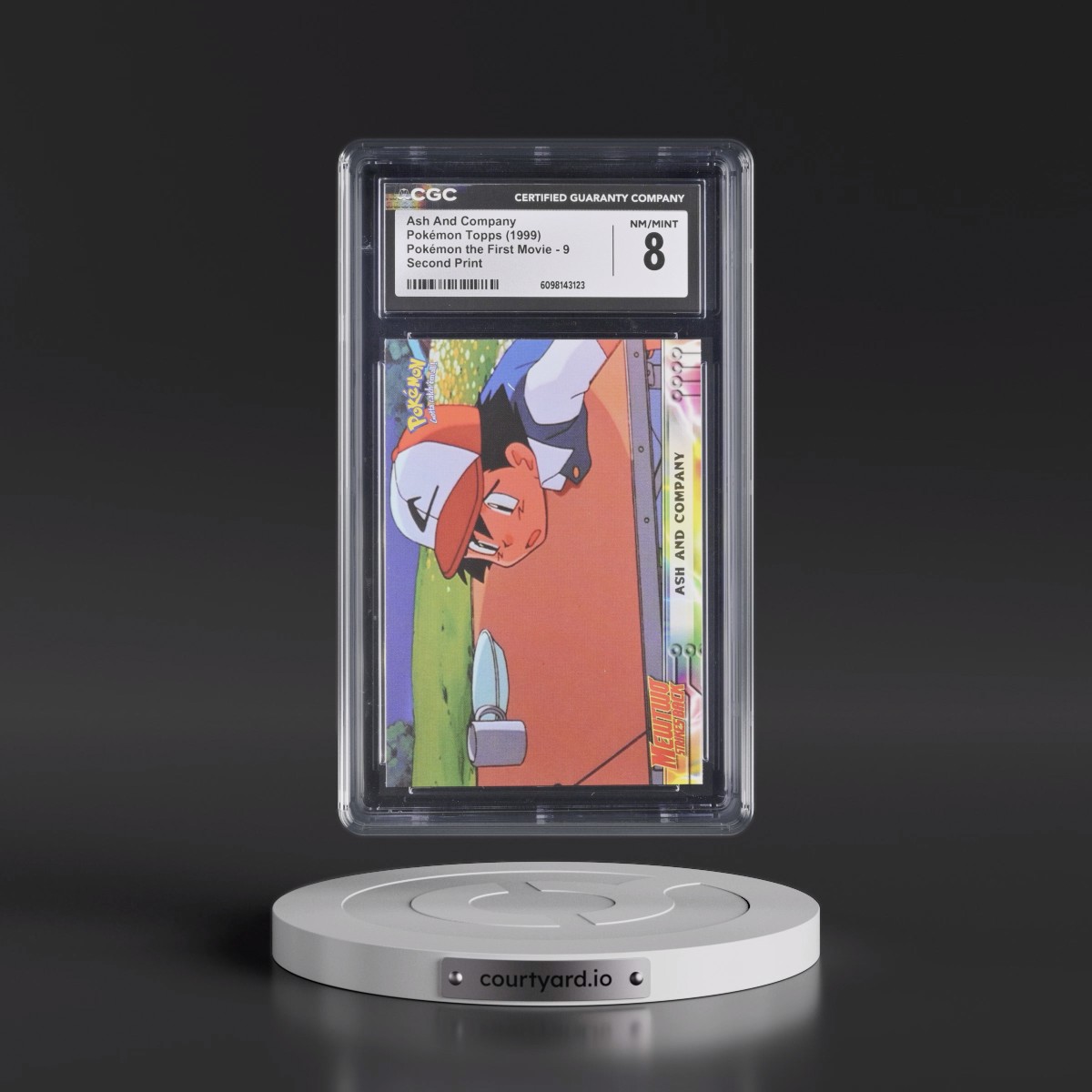1999 Pokémon the First Movie #9 Ash And Company - Second Print (Black Topps Logo) (CGC 8 NM-MT)