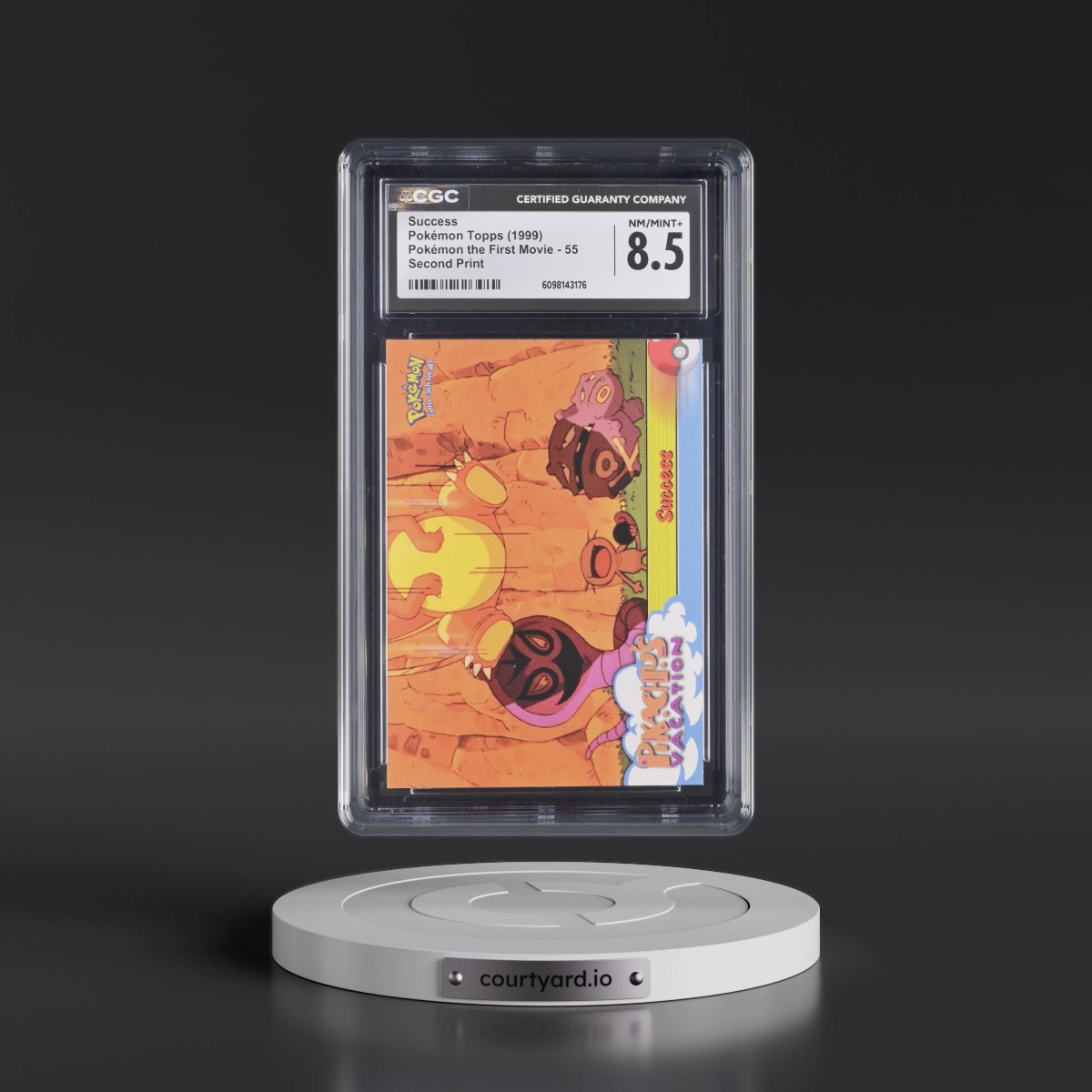 1999 Pokémon the First Movie #55 Success - Second Print (Black Topps Logo) (CGC 8.5 NM-MT+)