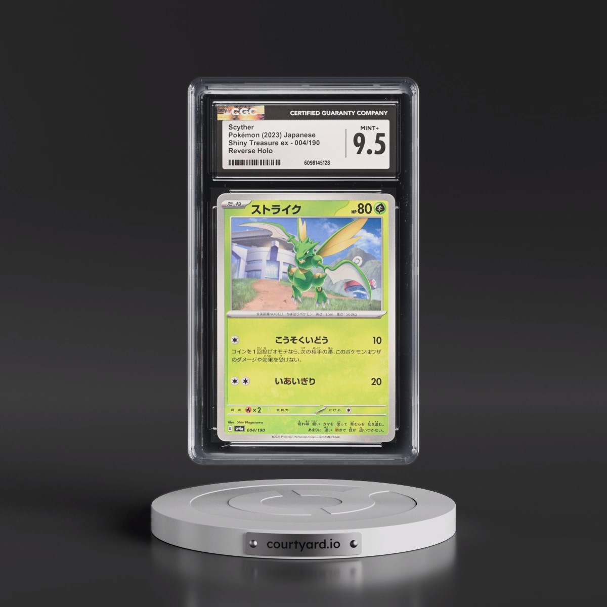 2023 Shiny Treasure ex #004/190 Scyther - Reverse Holo Digitized (CGC 9.5 MINT+)