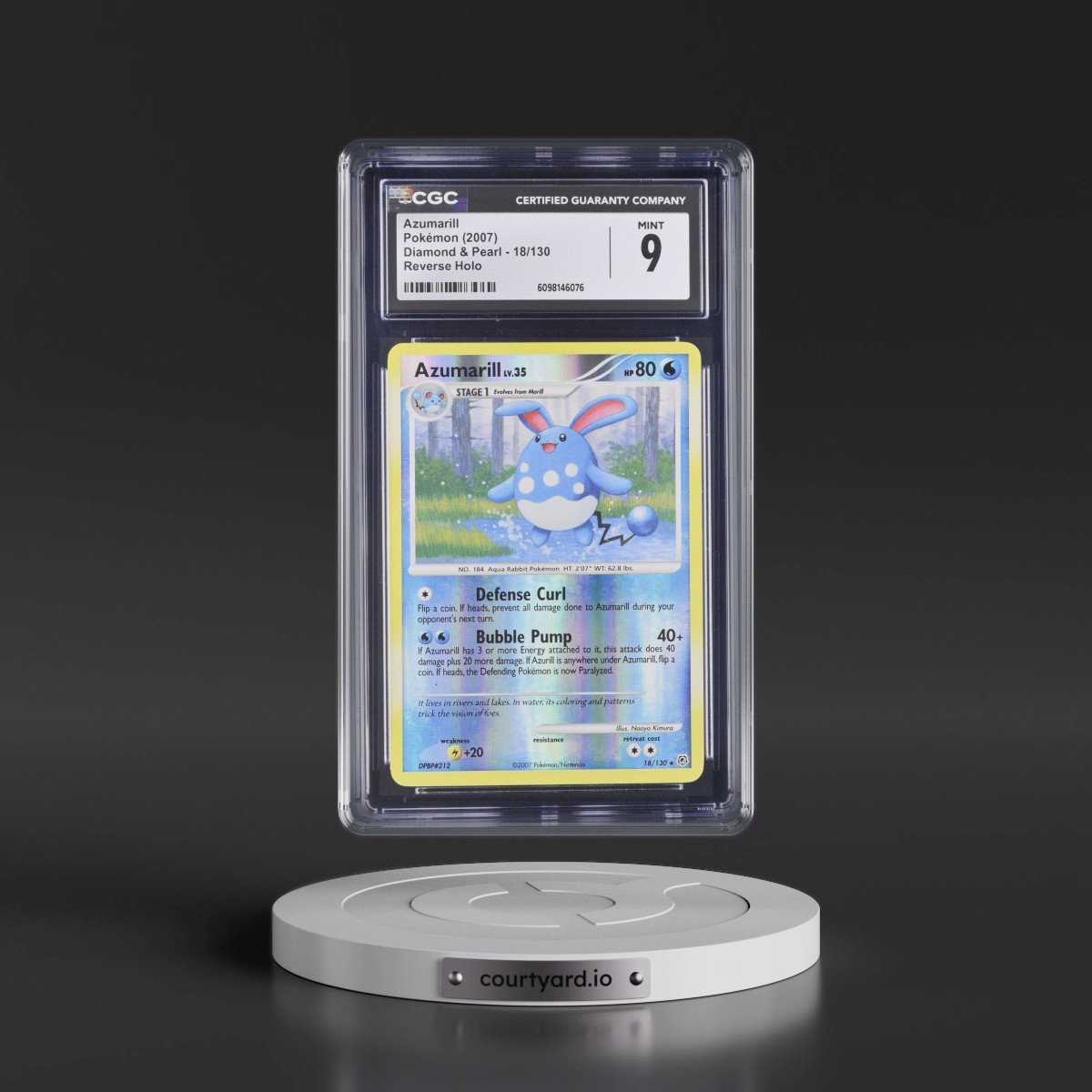 2007 Diamond & Pearl #18/130 Azumarill - Reverse Holo (CGC 9 MINT)