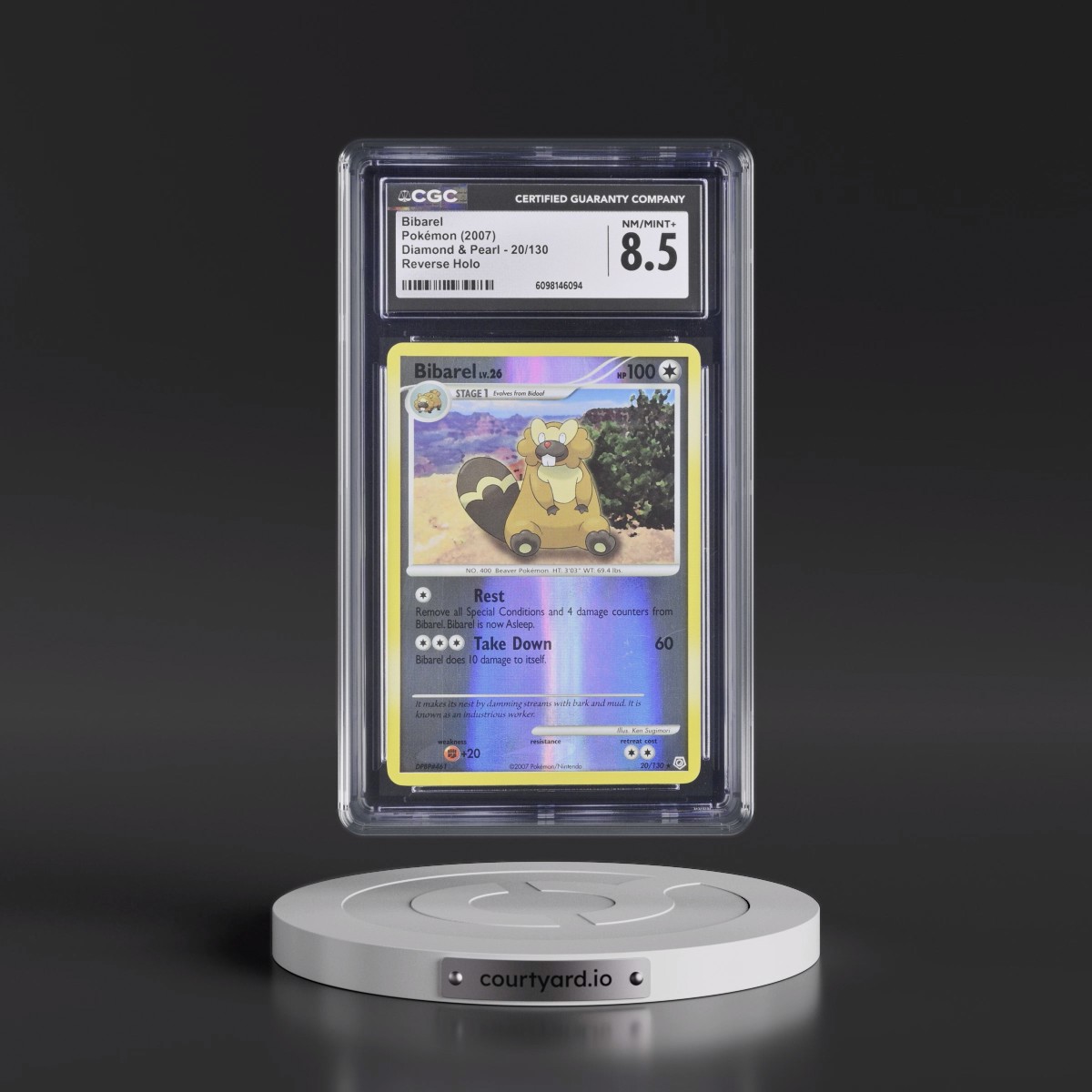 2007 Diamond & Pearl #20/130 Bibarel - Reverse Holo (CGC 8.5 NM-MT+)