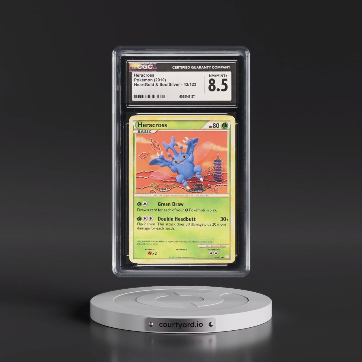 2010 HeartGold & SoulSilver #43/123 Heracross (CGC 8.5 NM-MT+)