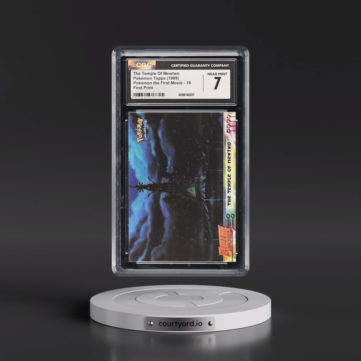 1999 Pokémon the First Movie #18 The Temple Of Mewtwo - First Print (Blue Topps Logo) (CGC 7 NM)