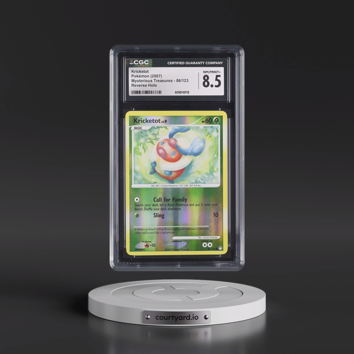 2007 Mysterious Treasures #86/123 Kricketot - Reverse Holo (CGC 8.5 NM-MT+)