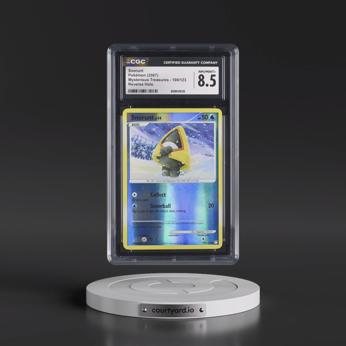 2007 Mysterious Treasures #100/123 Snorunt - Reverse Holo (CGC 8.5 NM-MT+)