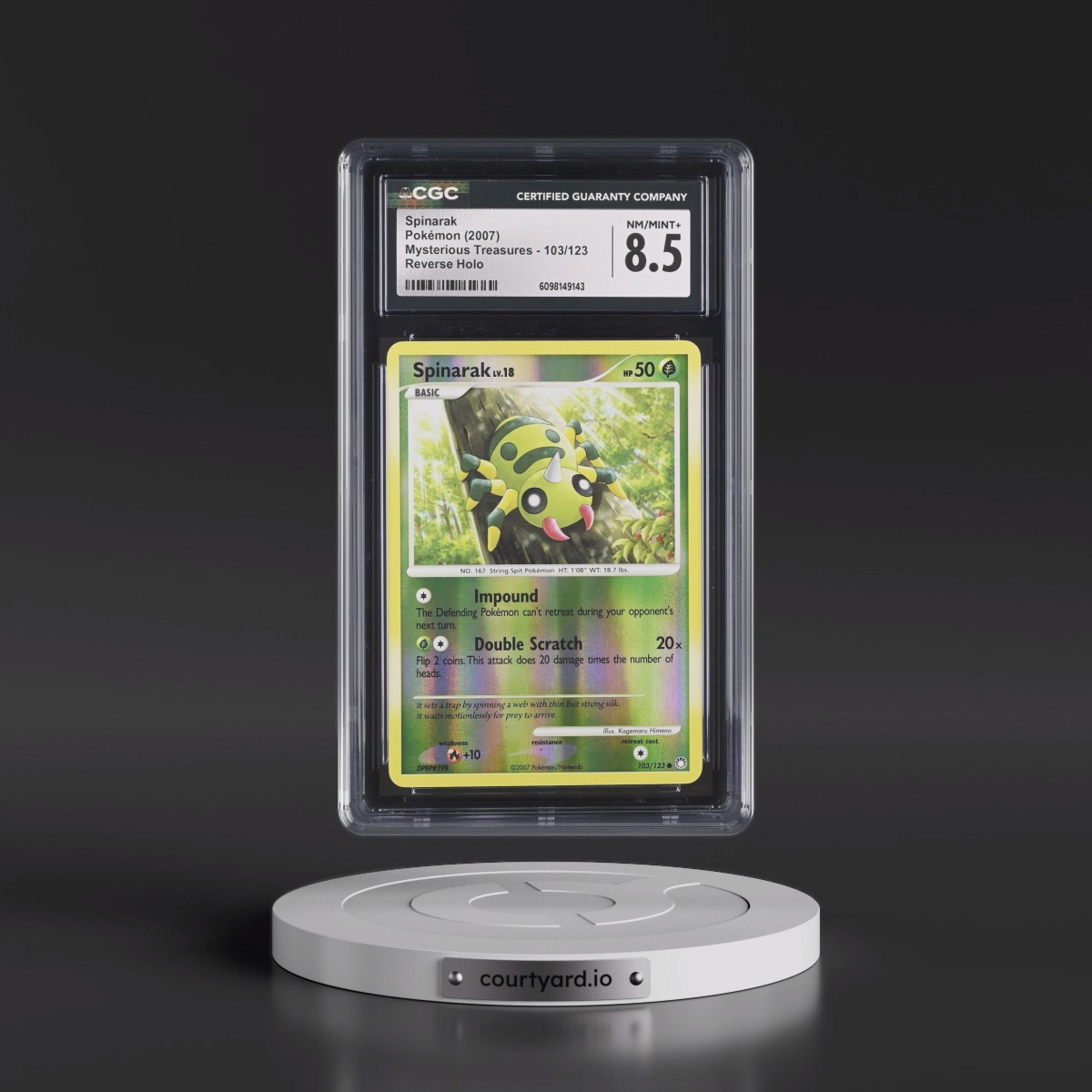 2007 Mysterious Treasures #103/123 Spinarak - Reverse Holo (CGC 8.5 NM-MT+)