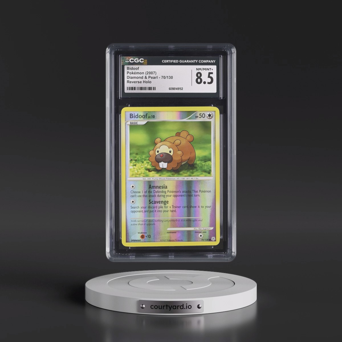 2007 Diamond & Pearl #70/130 Bidoof - Reverse Holo (CGC 8.5 NM-MT+)