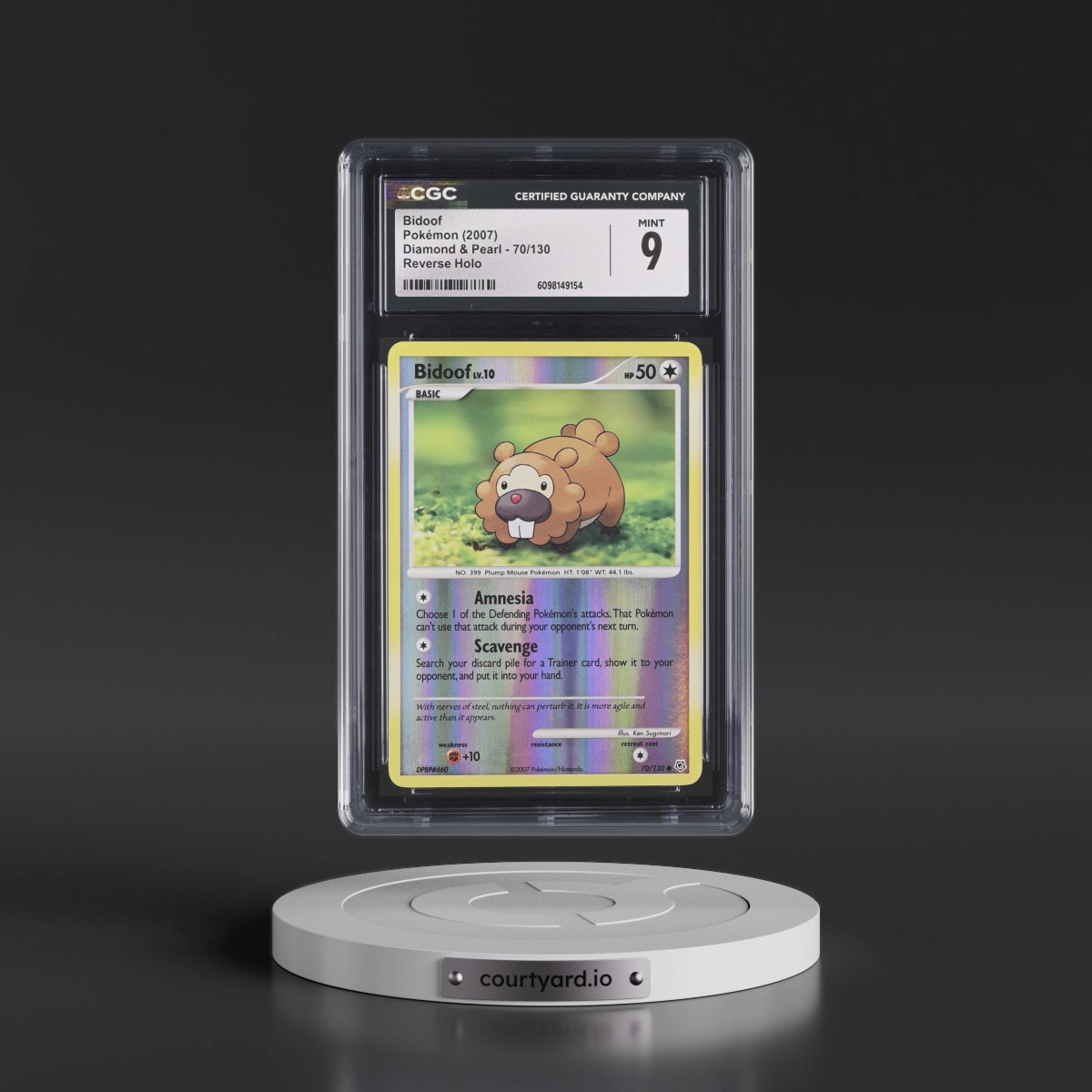2007 Diamond & Pearl #70/130 Bidoof - Reverse Holo (CGC 9 MINT)