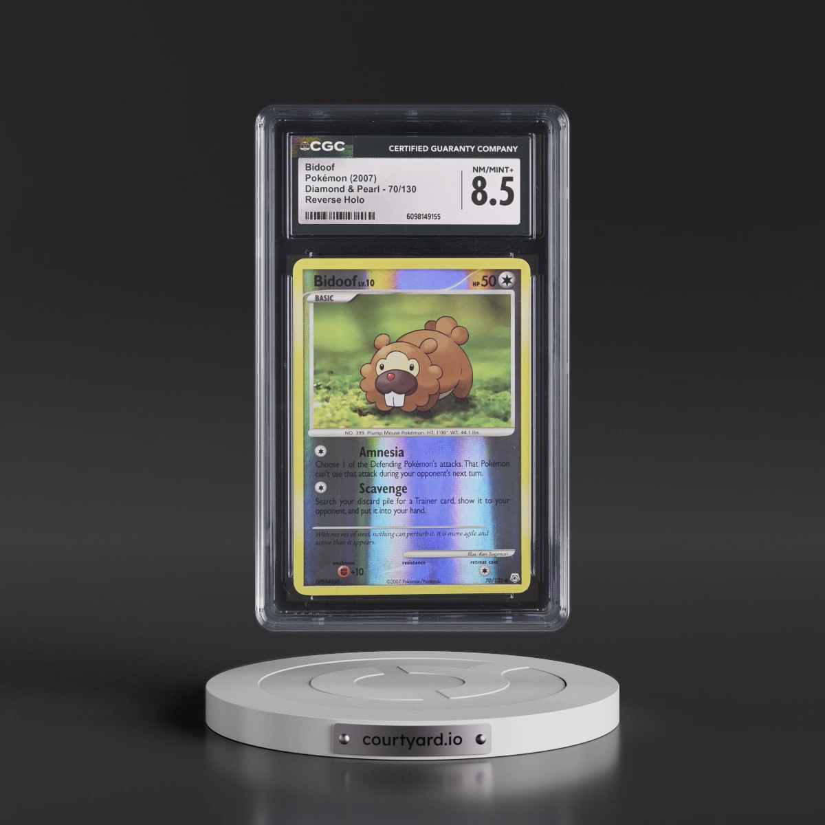 2007 Diamond & Pearl #70/130 Bidoof - Reverse Holo (CGC 8.5 NM-MT+)