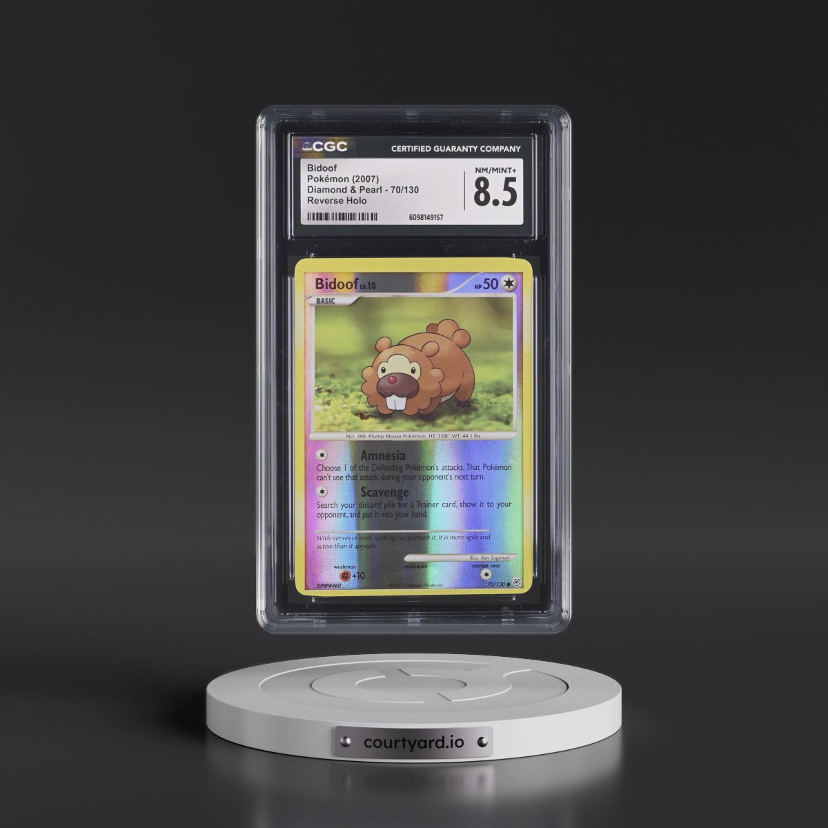 2007 Diamond & Pearl #70/130 Bidoof - Reverse Holo (CGC 8.5 NM-MT+)