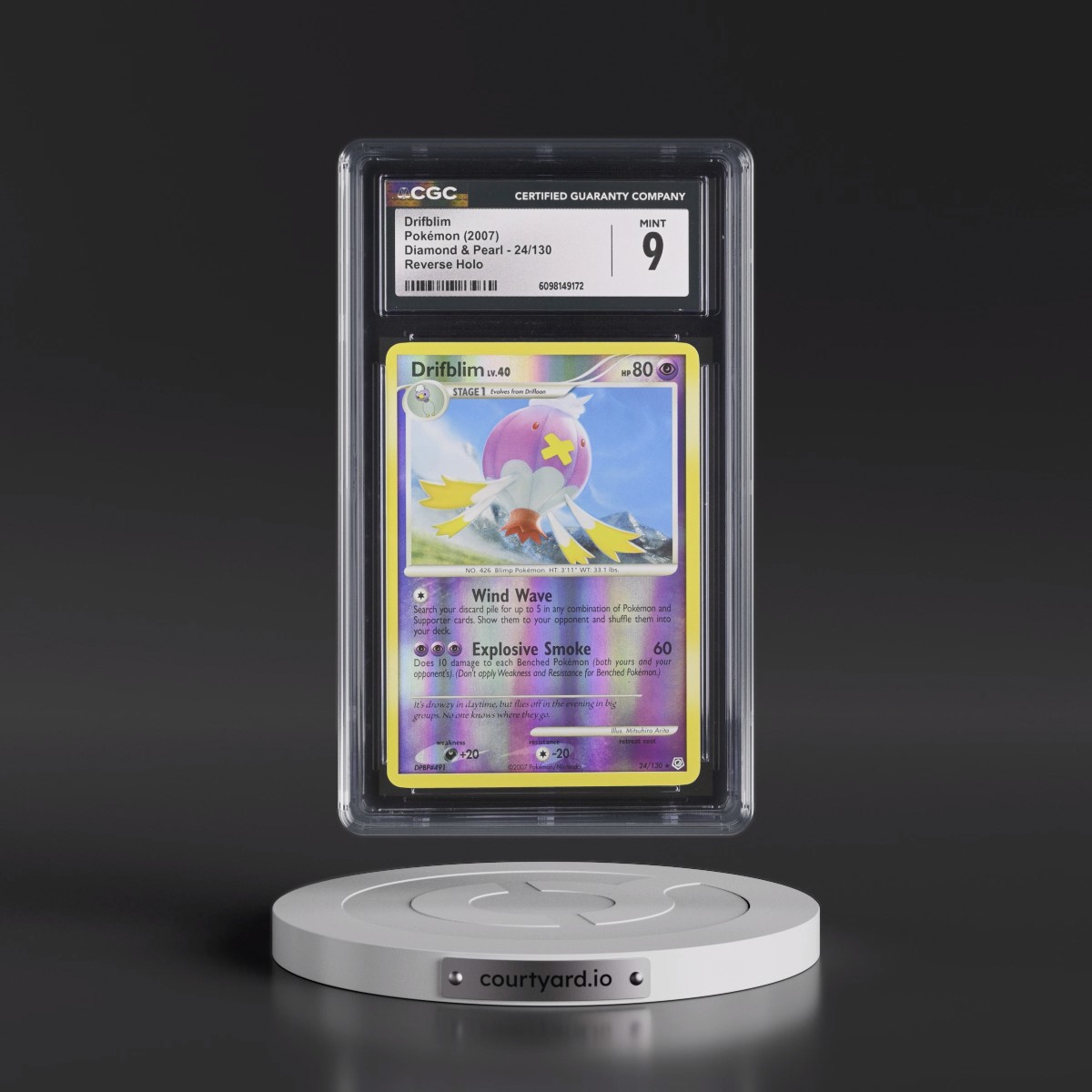 2007 Diamond & Pearl #24/130 Drifblim - Reverse Holo (CGC 9 MINT)