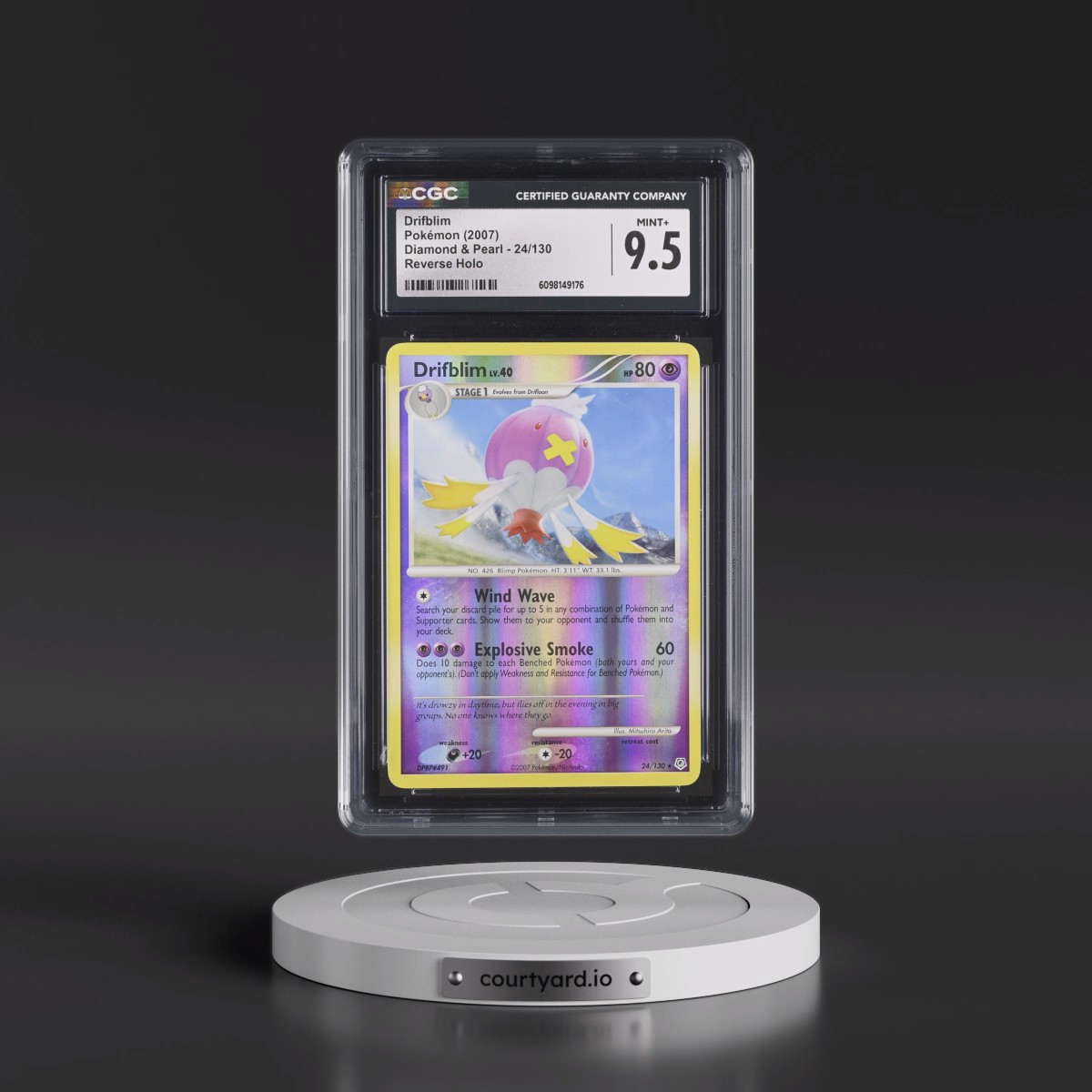 2007 Diamond & Pearl #24/130 Drifblim - Reverse Holo (CGC 9.5 MINT+)