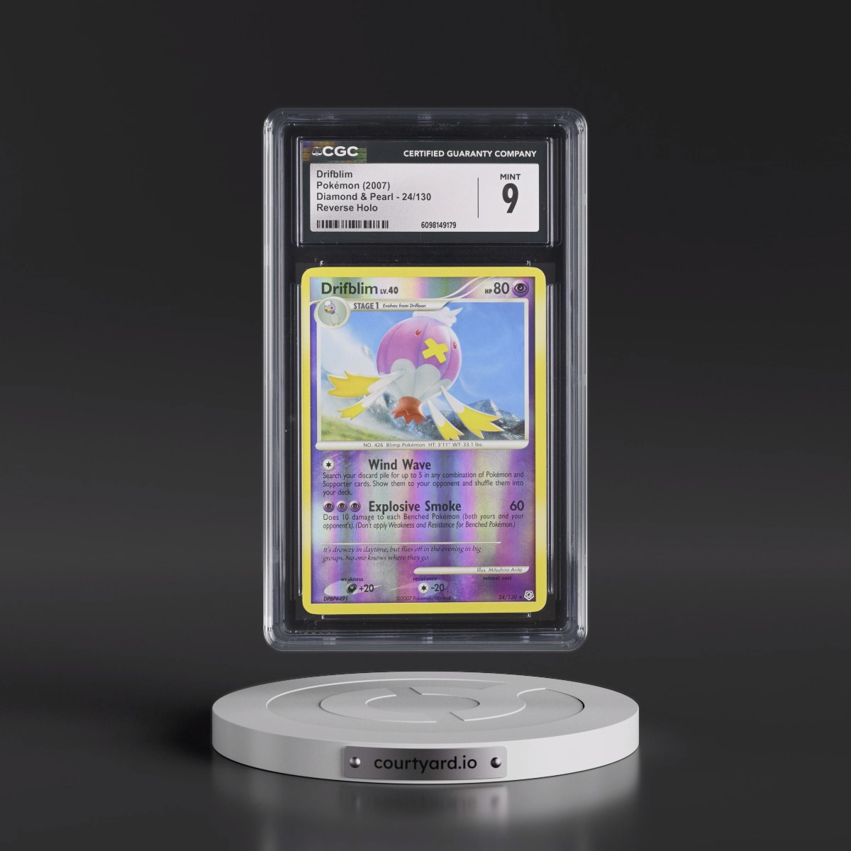 2007 Diamond & Pearl #24/130 Drifblim - Reverse Holo (CGC 9 MINT)