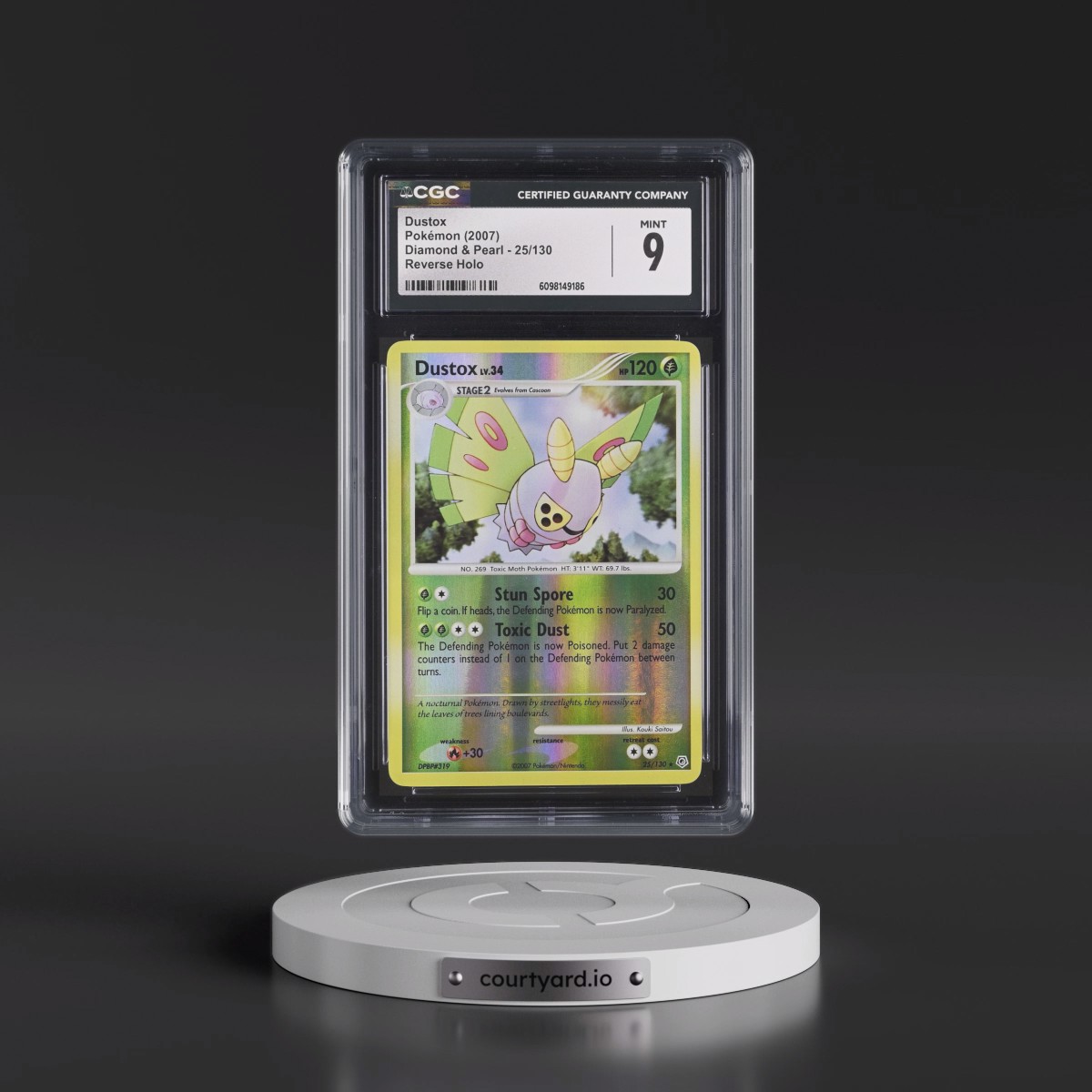 2007 Diamond & Pearl #25/130 Dustox - Reverse Holo (CGC 9 MINT)