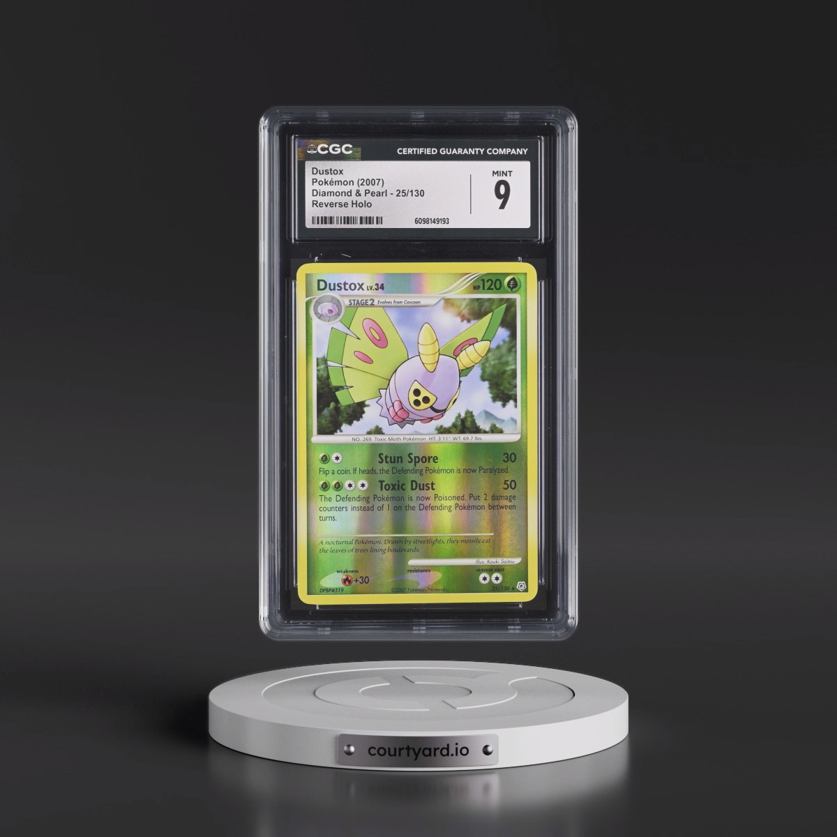 2007 Diamond & Pearl #25/130 Dustox - Reverse Holo (CGC 9 MINT)