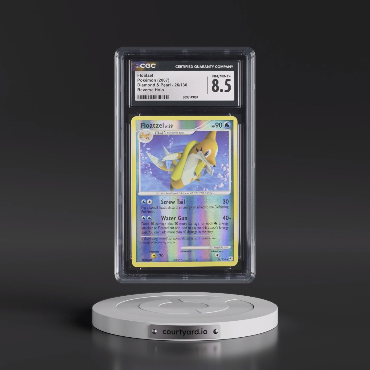 2007 Diamond & Pearl #26/130 Floatzel - Reverse Holo (CGC 8.5 NM-MT+)