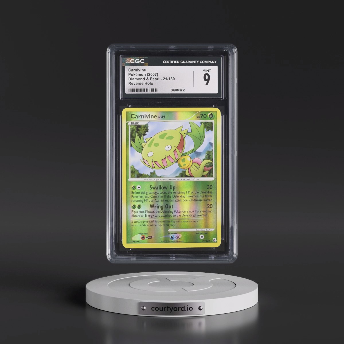 2007 Diamond & Pearl #21/130 Carnivine - Reverse Holo (CGC 9 MINT)