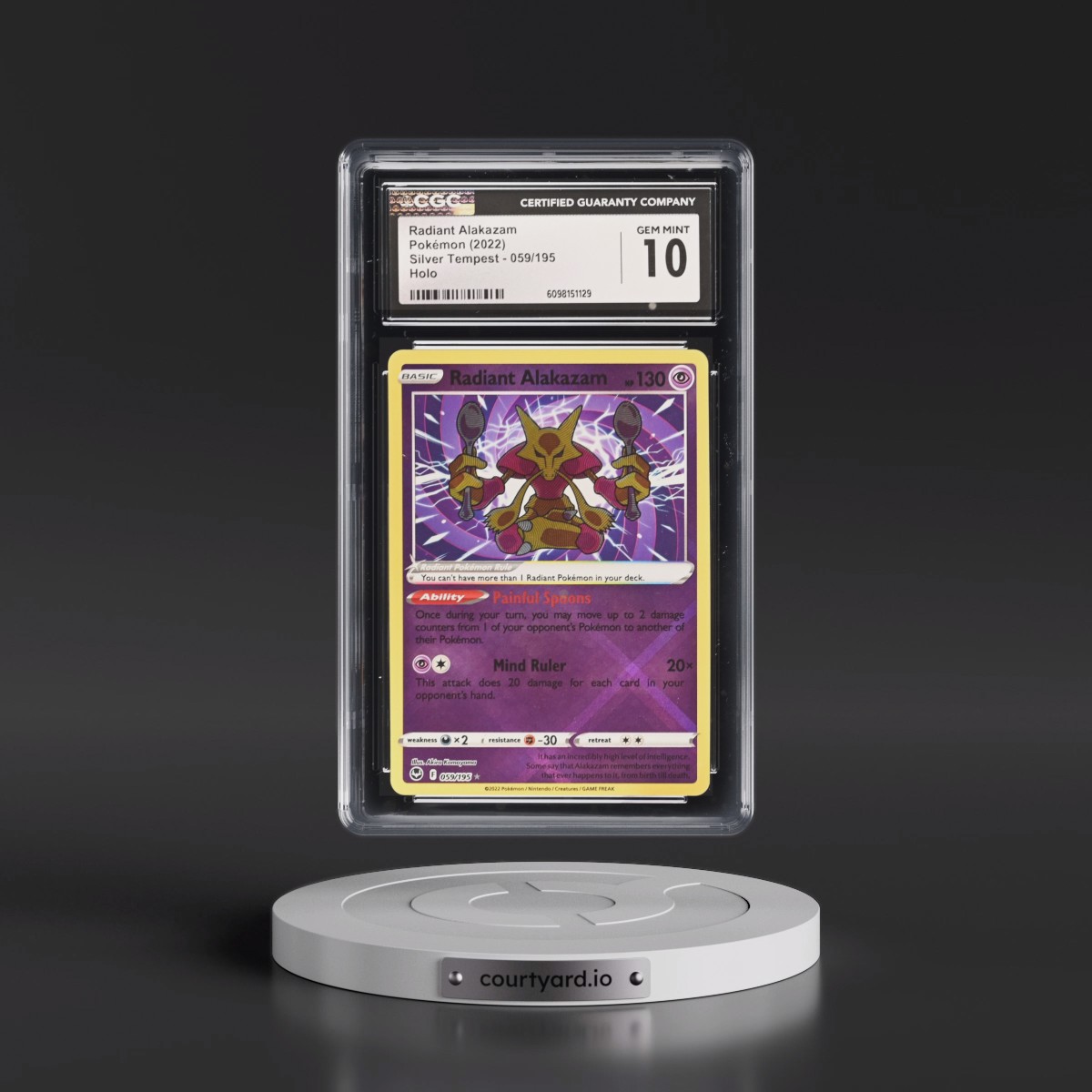 2022 Silver Tempest #059/195 Radiant Alakazam - Holo (CGC 10 GEM MINT)