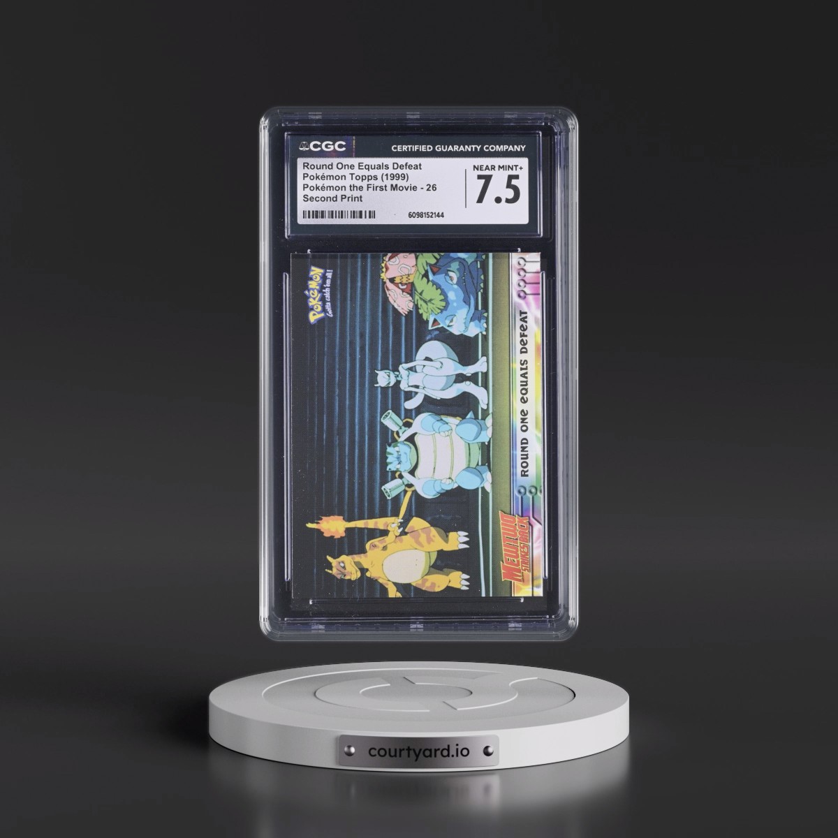 1999 Pokémon the First Movie #26 Round One Equals Defeat - Second Print (Black Topps Logo) (CGC 7.5 NM+)