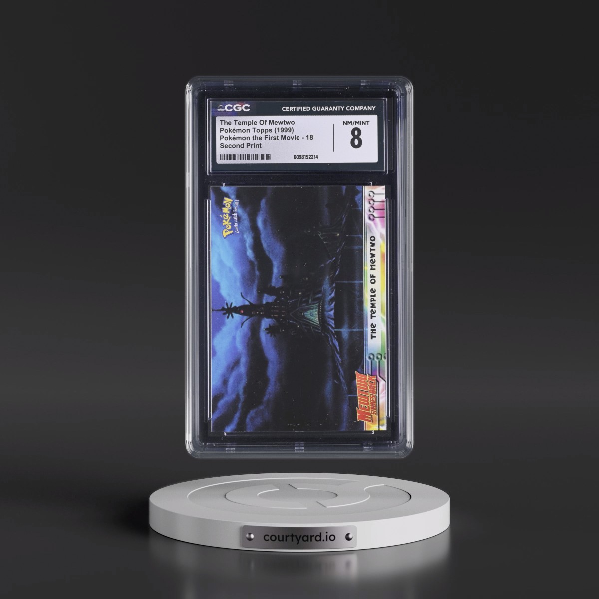 1999 Pokémon the First Movie #18 The Temple Of Mewtwo - Second Print (Black Topps Logo) (CGC 8 NM-MT)