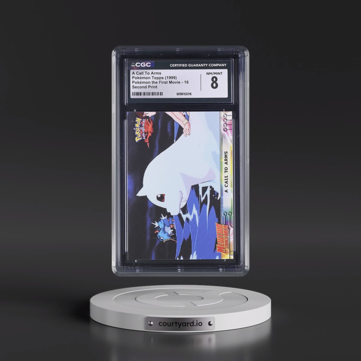 1999 Pokémon the First Movie #16 A Call To Arms - Second Print (Black Topps Logo) (CGC 8 NM-MT)