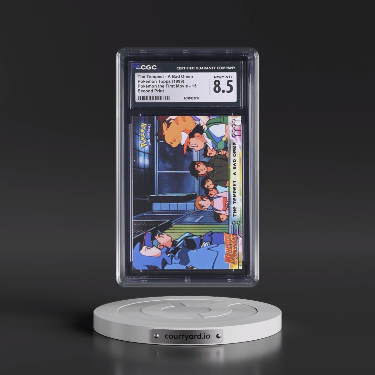 1999 Pokémon the First Movie #15 The Tempest - A Bad Omen - Second Print (Black Topps Logo) (CGC 8.5 NM-MT+)