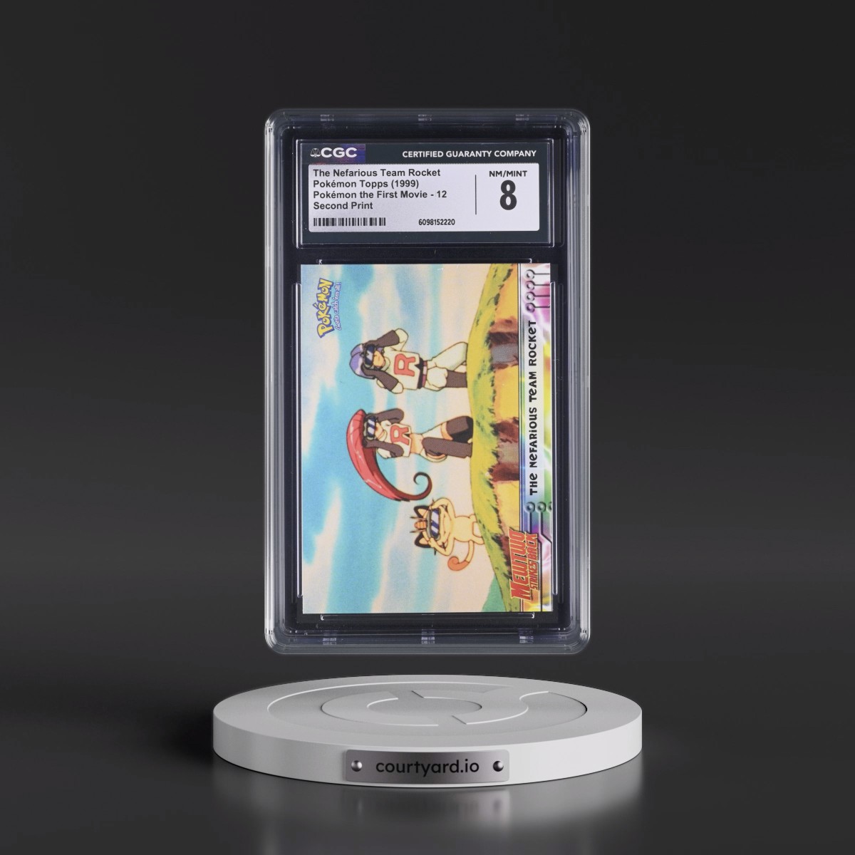 1999 Pokémon the First Movie #12 The Nefarious Team Rocket - Second Print (Black Topps Logo) (CGC 8 NM-MT)