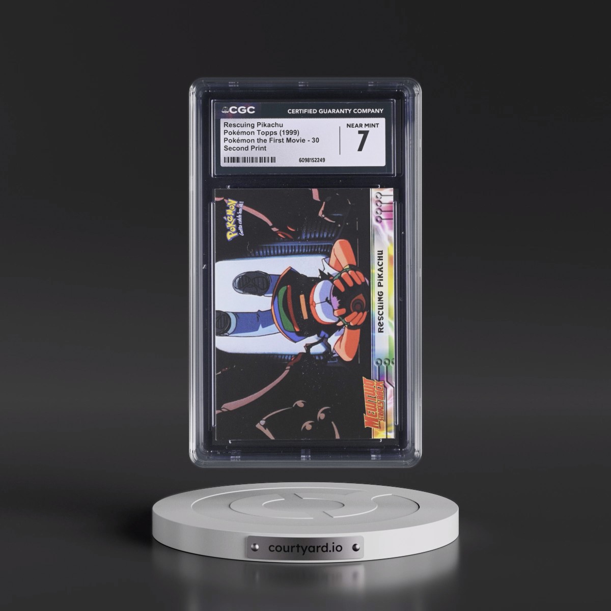 1999 Pokémon the First Movie #30 Rescuing Pikachu - Second Print (Black Topps Logo) (CGC 7 NM)