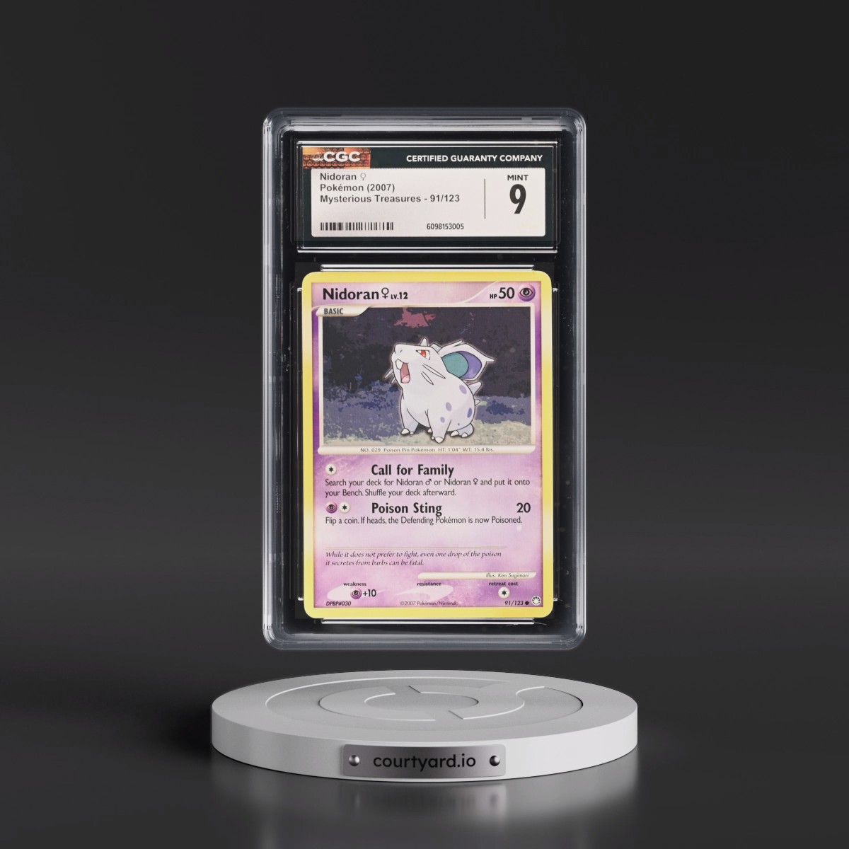 2007 Mysterious Treasures #91/123 Nidoran â?? (CGC 9 MINT)