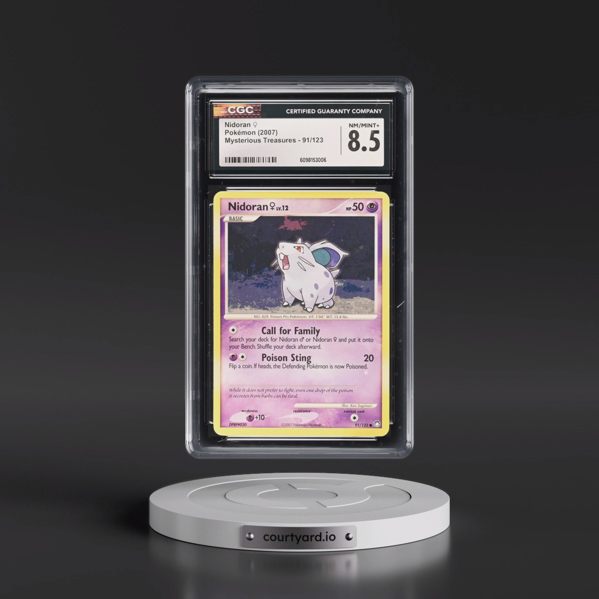 2007 Mysterious Treasures #91/123 Nidoran â?? (CGC 8.5 NM-MT+)