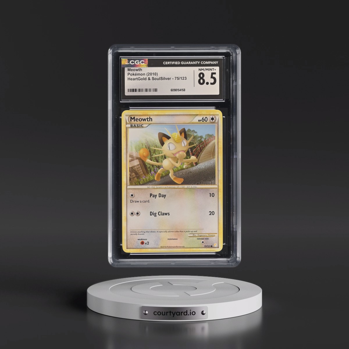2010 HeartGold & SoulSilver #75/123 Meowth (CGC 8.5 NM-MT+)