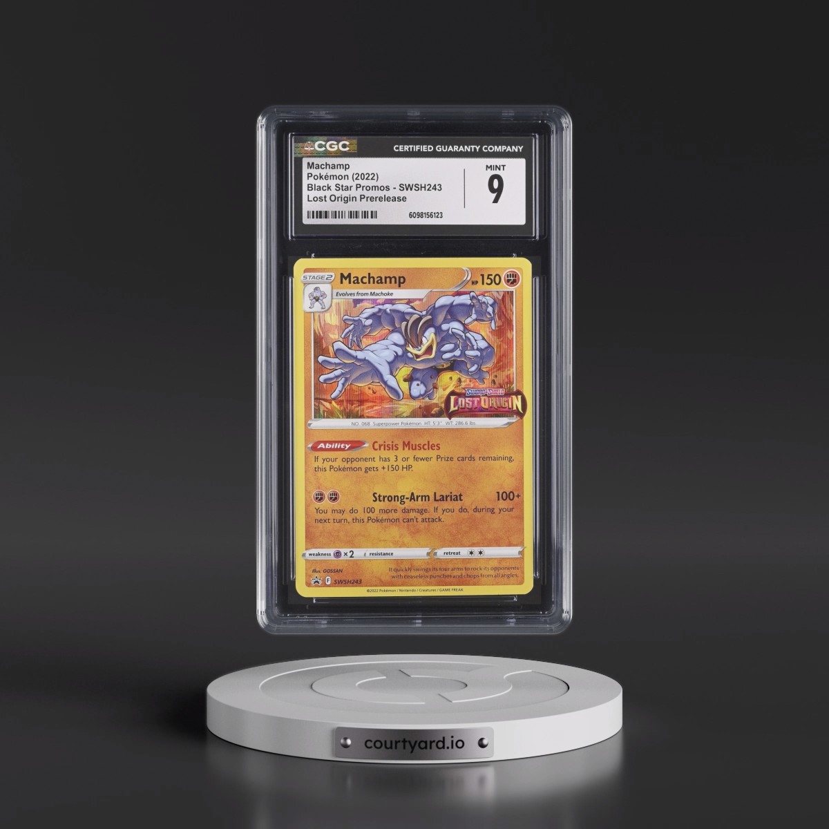 2017 Black Star Promos - Sword & Shield #SWSH243 Machamp - Lost Origin Prerelease (Holo) (CGC 9 MINT)