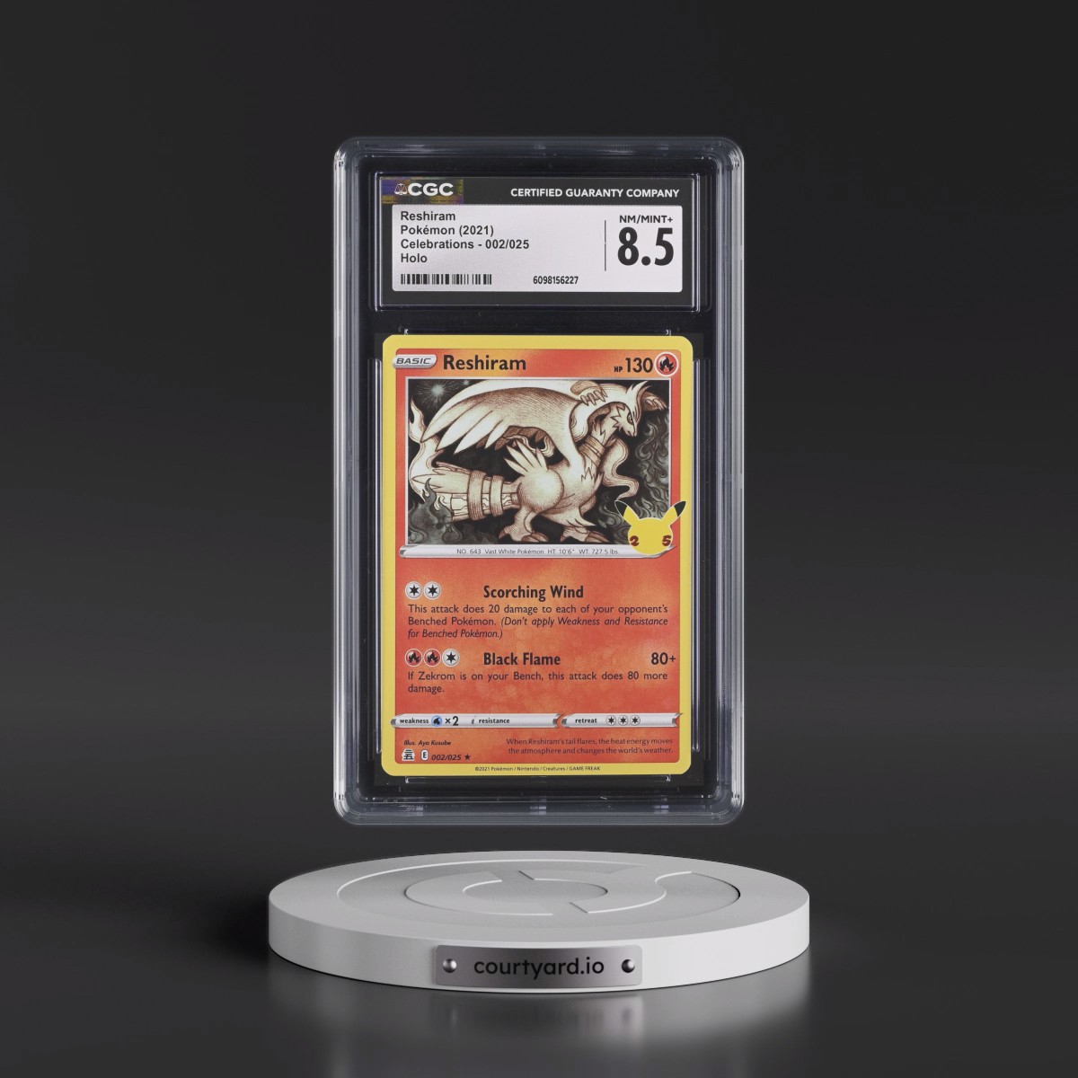 2021 Celebrations #002/025 Reshiram - Holo (CGC 8.5 NM-MT+)