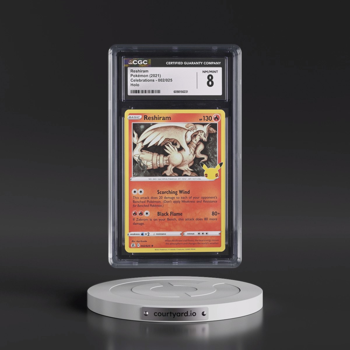 2021 Celebrations #002/025 Reshiram - Holo (CGC 8 NM-MT)