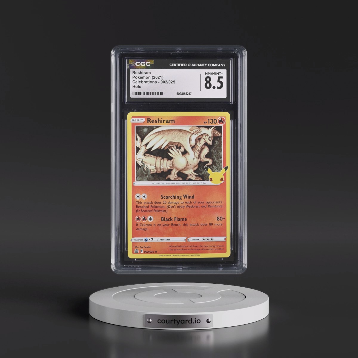 2021 Celebrations #002/025 Reshiram - Holo (CGC 8.5 NM-MT+)