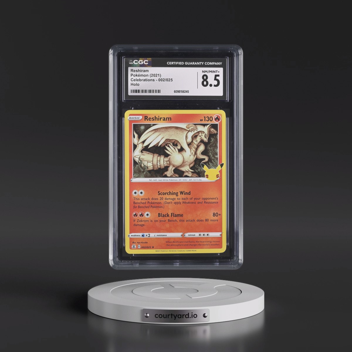 2021 Celebrations #002/025 Reshiram - Holo (CGC 8.5 NM-MT+)