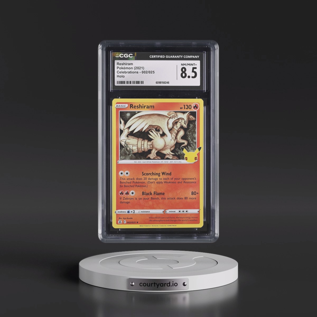 2021 Celebrations #002/025 Reshiram - Holo (CGC 8.5 NM-MT+)