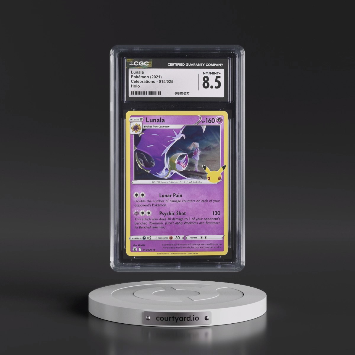 2021 Celebrations #015/025 Lunala - Holo (CGC 8.5 NM-MT+)
