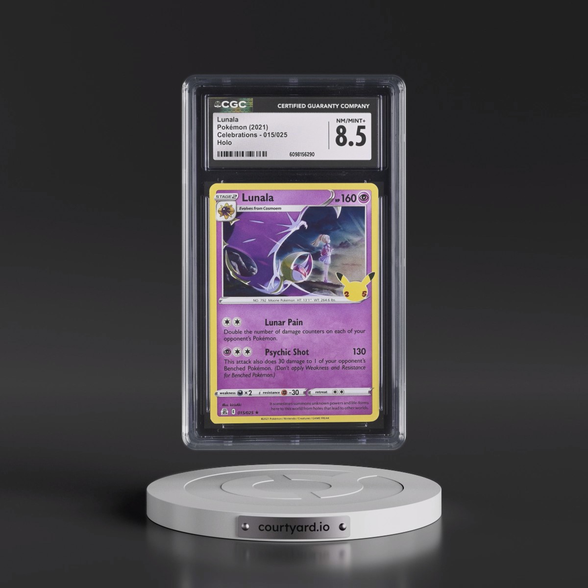 2021 Celebrations #015/025 Lunala - Holo (CGC 8.5 NM-MT+)