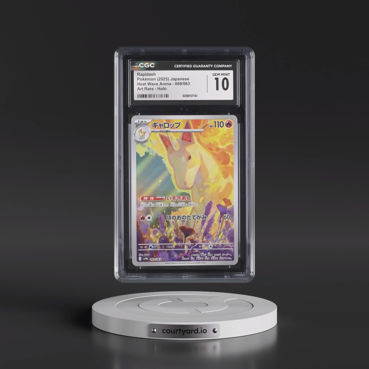 2025 Pokémon Sv9a-Heat Wave Arena #069 Rapidash - Art Rare (CGC 10 GEM MINT)