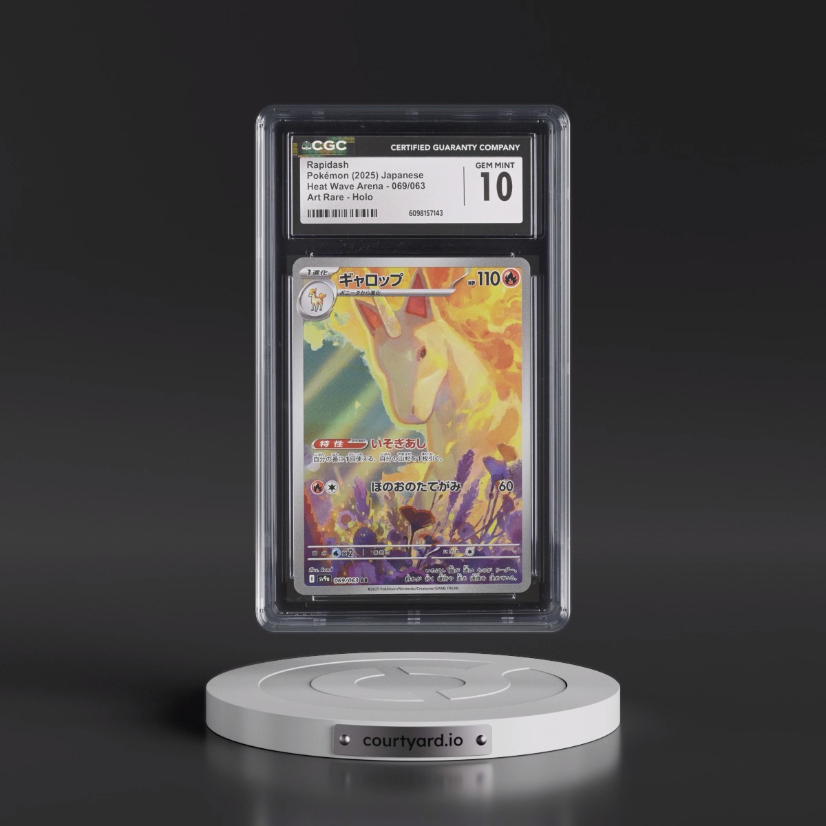 2025 Pokémon Sv9a-Heat Wave Arena #069 Rapidash - Art Rare (CGC 10 GEM MINT)