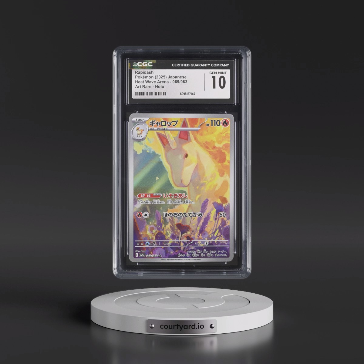 2025 Pokémon Sv9a-Heat Wave Arena #069 Rapidash - Art Rare (CGC 10 GEM MINT)