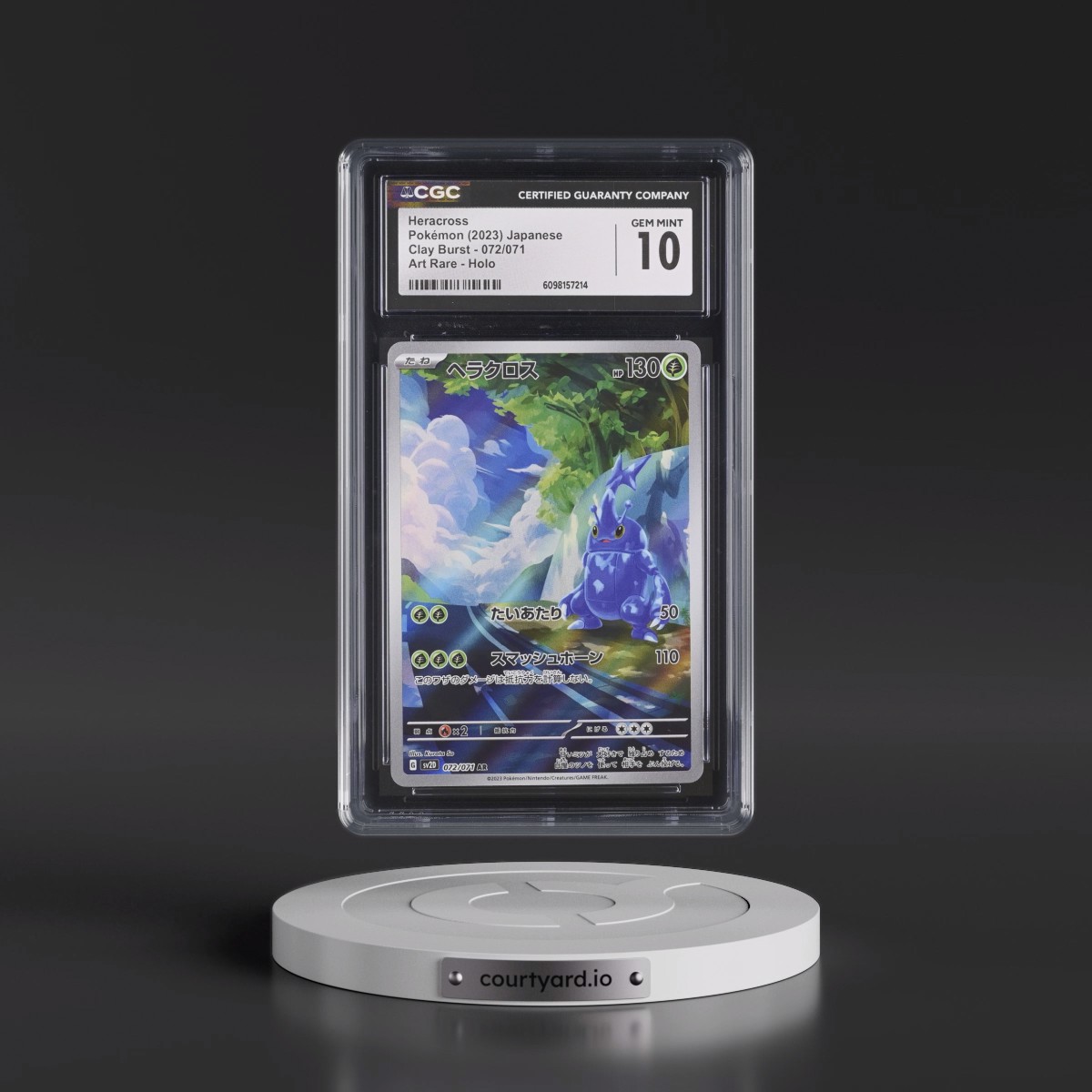 2023 Pokémon Sv2d-Clay Burst #072 Heracross - Art Rare (CGC 10 GEM MINT)