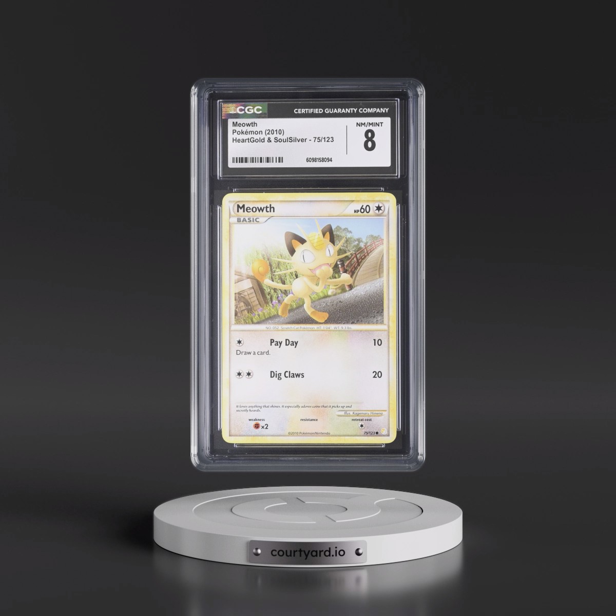 2010 HeartGold & SoulSilver #75/123 Meowth (CGC 8 NM-MT)
