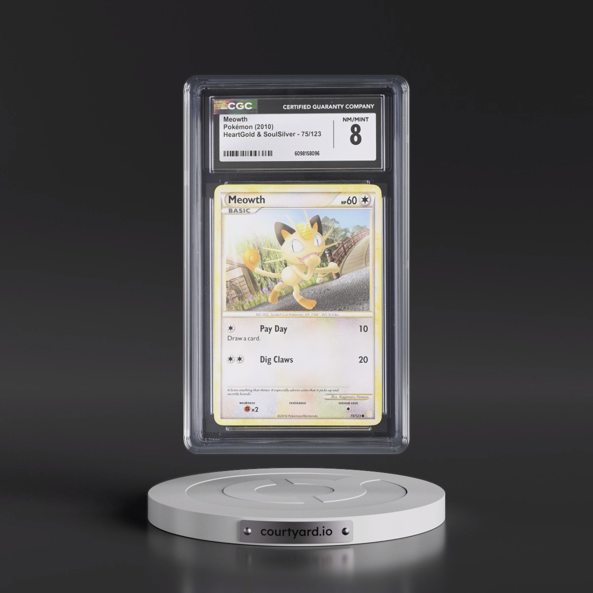 2010 HeartGold & SoulSilver #75/123 Meowth (CGC 8 NM-MT)