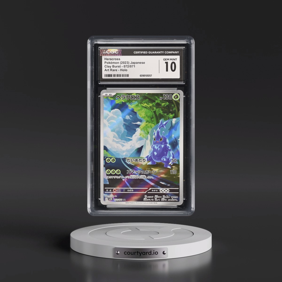 2023 Pokémon Sv2d-Clay Burst #072 Heracross - Art Rare (CGC 10 GEM MINT)